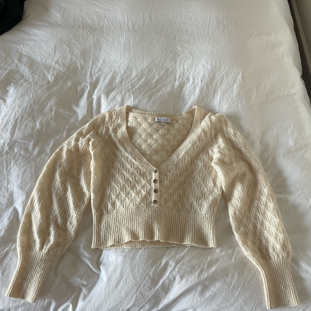 Intermix cropped wool sweater